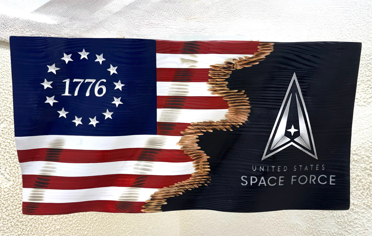 1776/Space Force Custom Jack — 3D Wooden Military Flag Wall Art