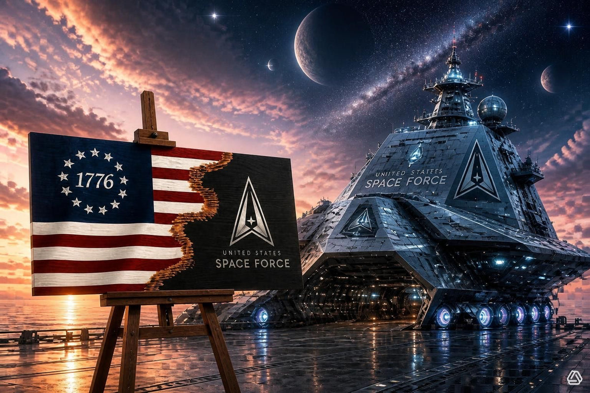 1776/Space Force Custom Jack — 3D Wooden Military Flag Wall Art
