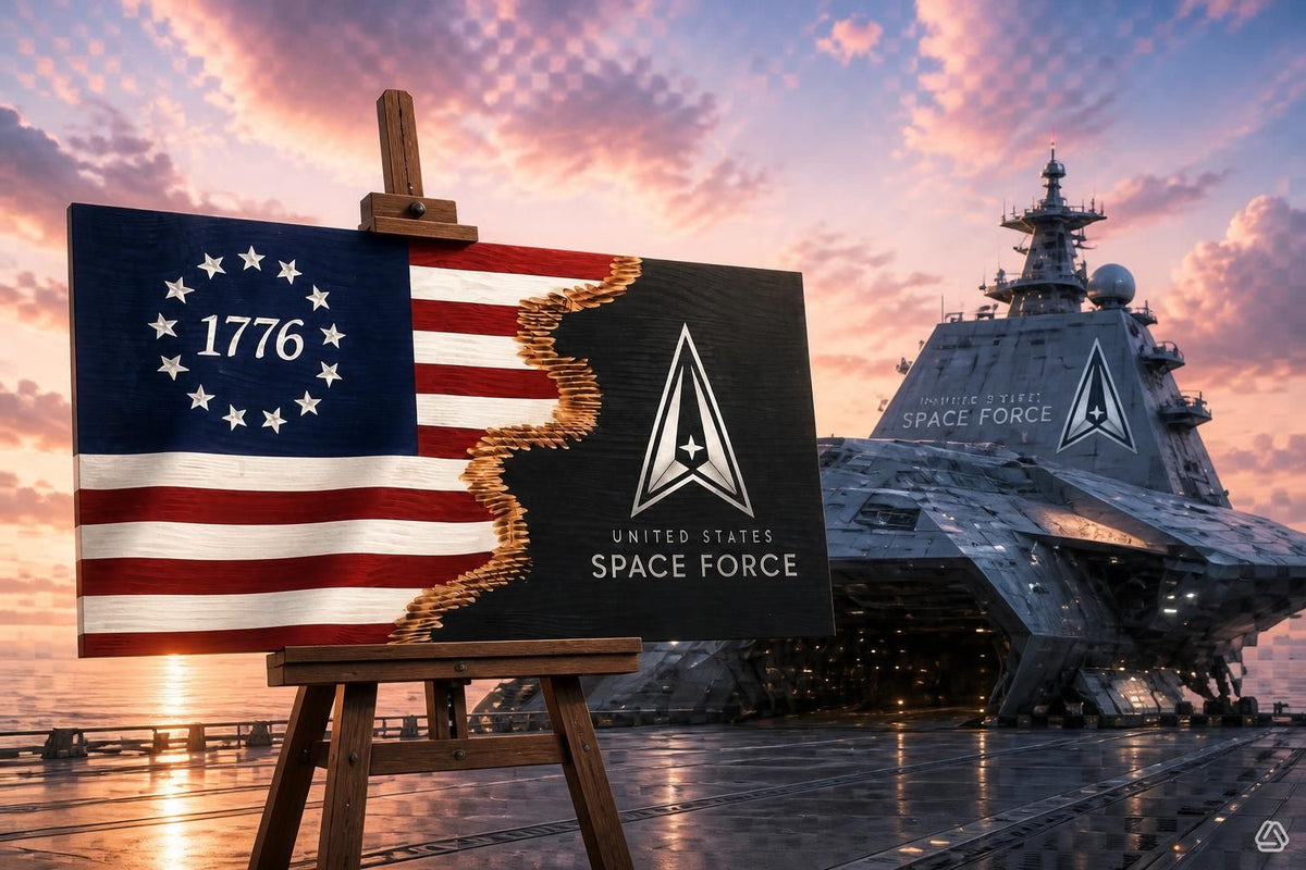 1776/Space Force Custom Jack — 3D Wooden Military Flag Wall Art