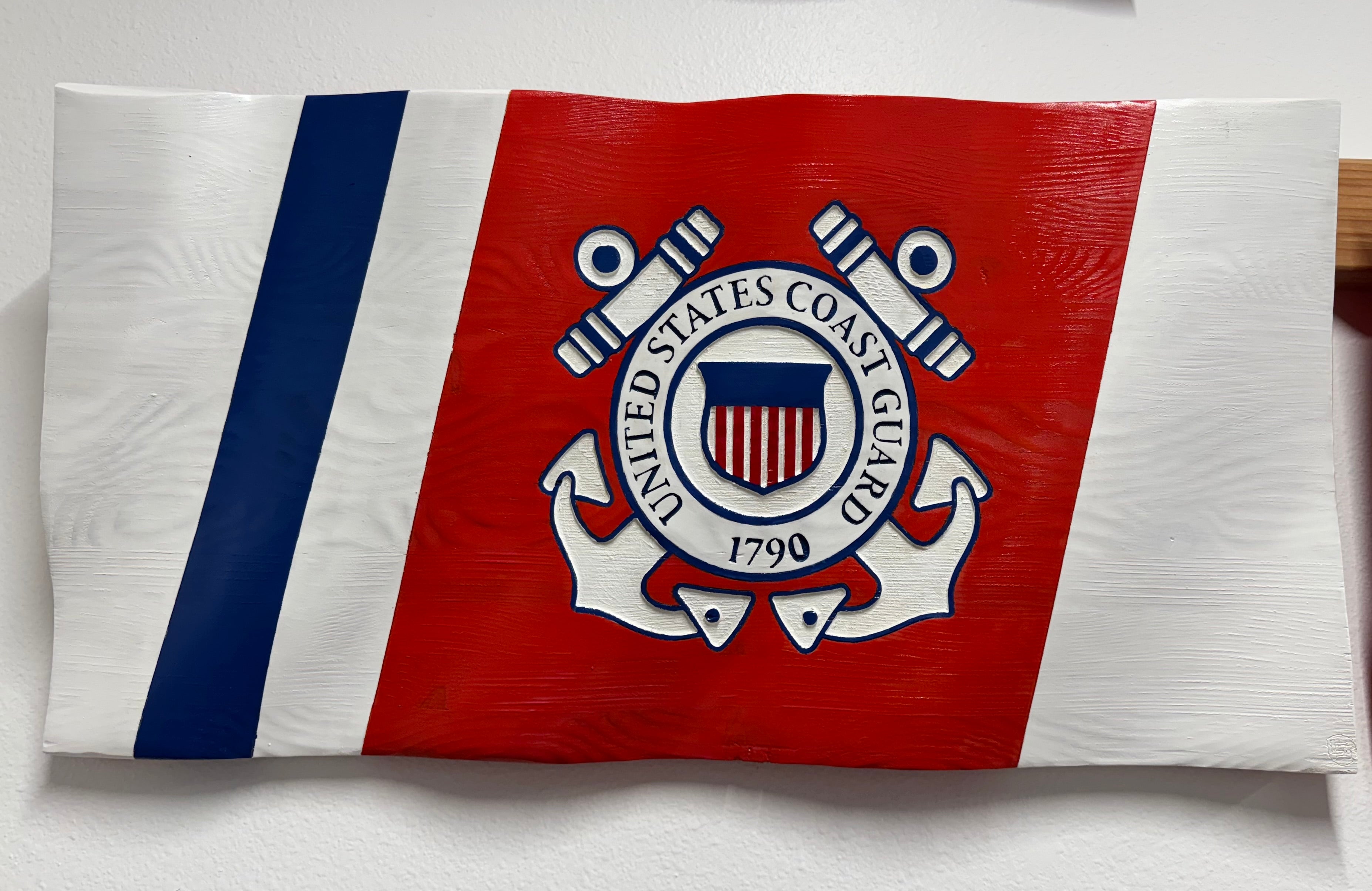 Coast Guard Custom Jack — 3D Wooden Military Flag Wall Art