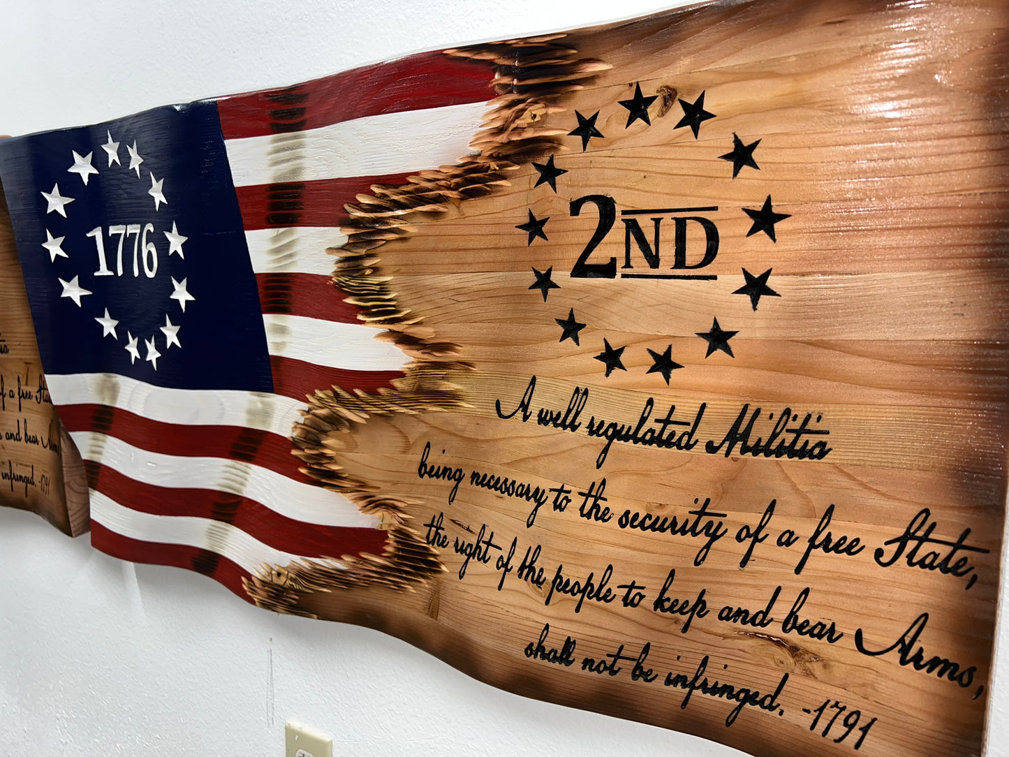 2nd Amendment 3D Wooden Flag