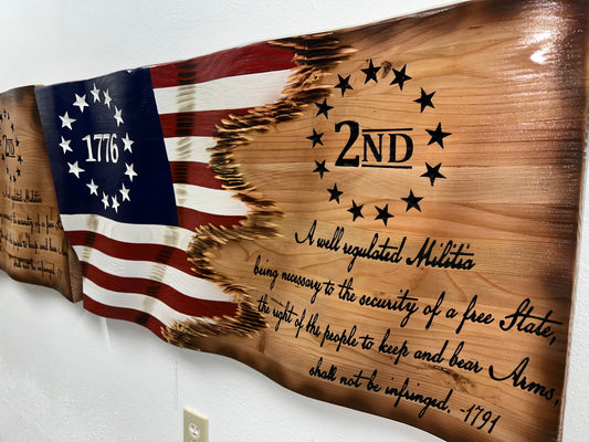 2nd Amendment 3D Wooden Flag