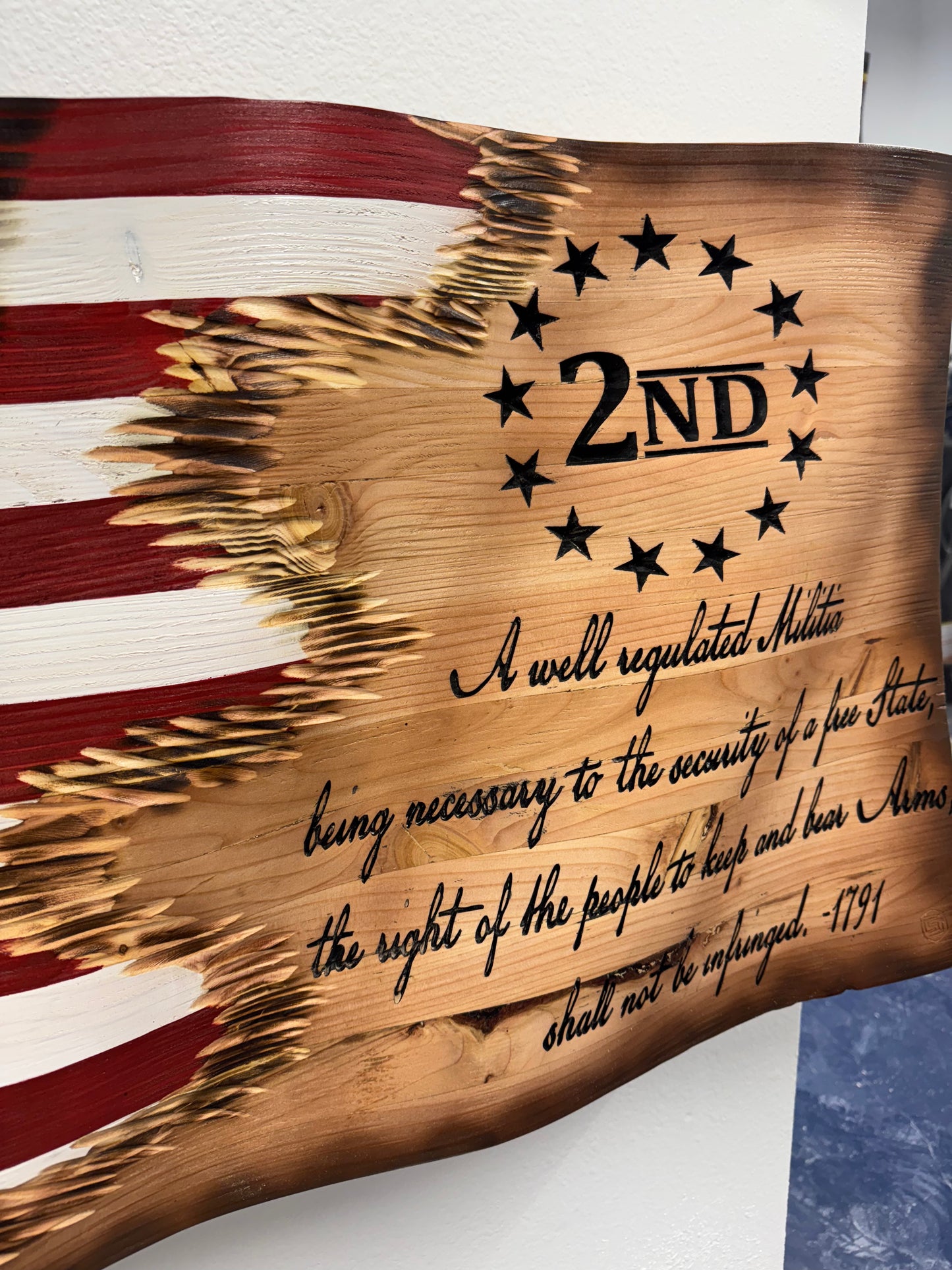 2nd Amendment 3D Wooden Flag