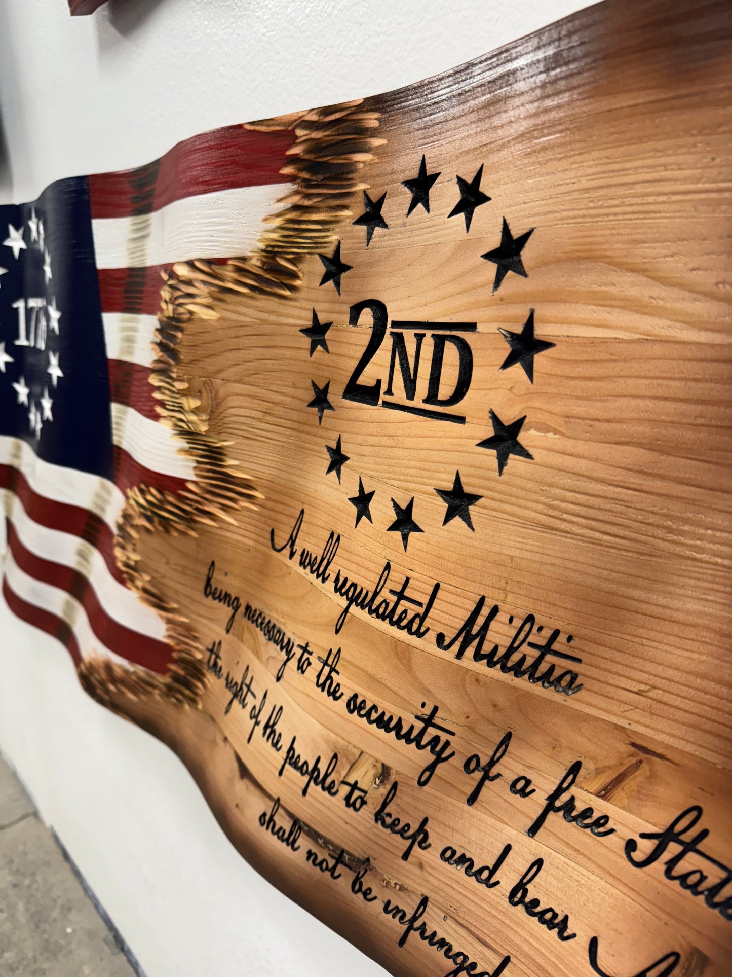 2nd Amendment 3D Wooden Flag