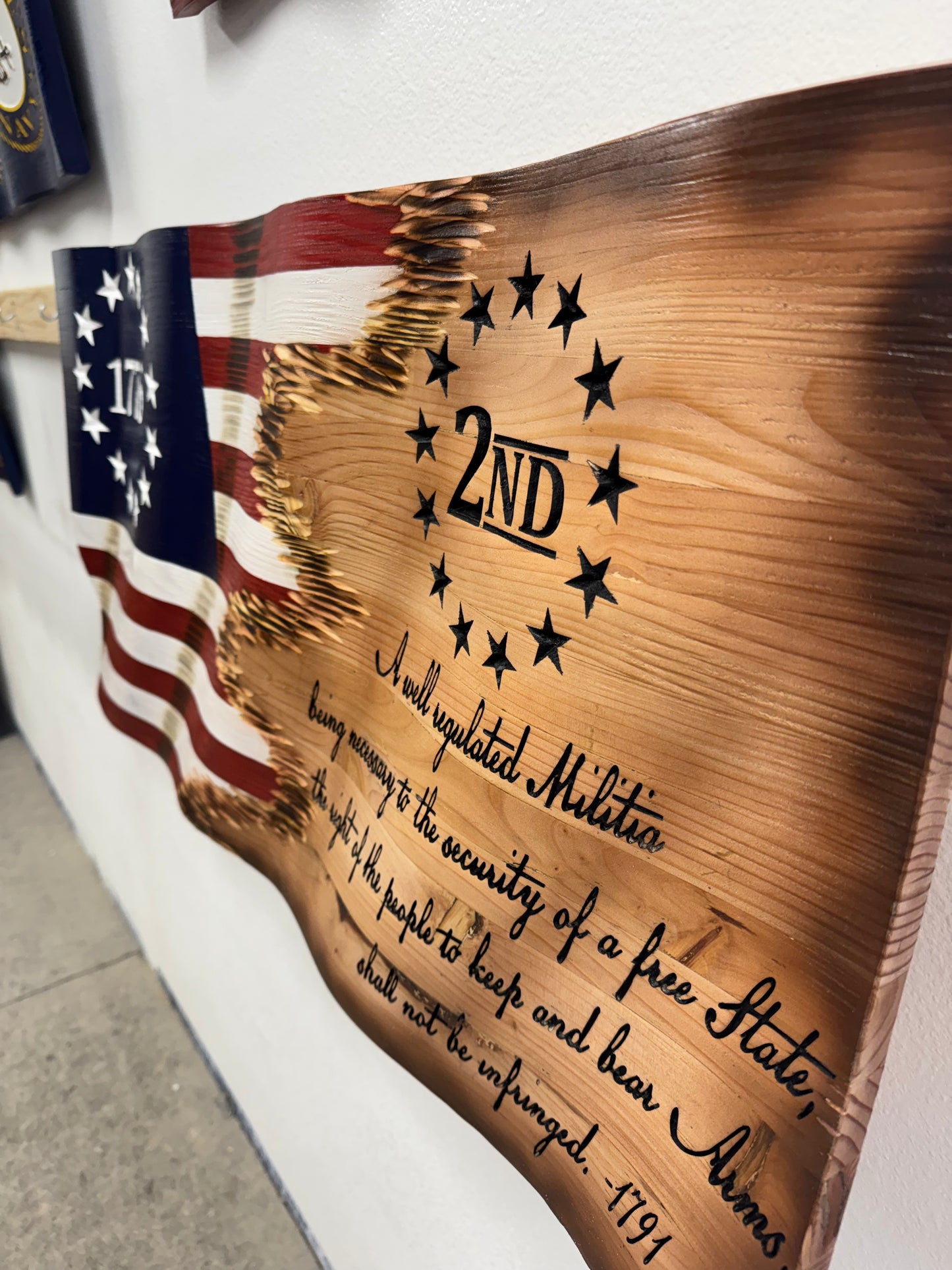 2nd Amendment 3D Wooden Flag