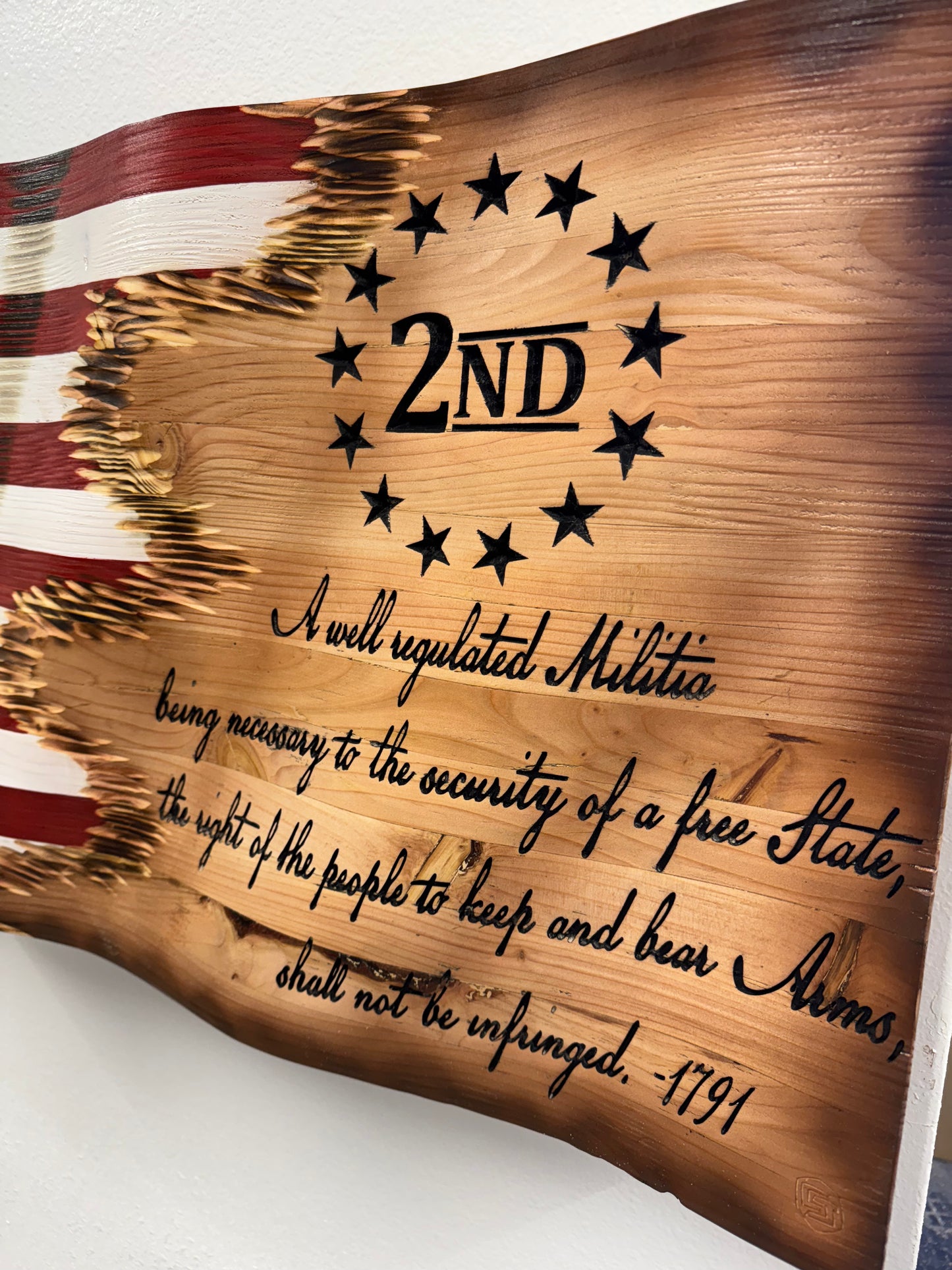 2nd Amendment 3D Wooden Flag