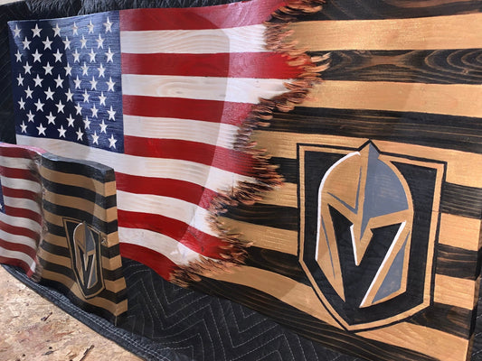 Vegas Golden Knights Custom Jack — 3D Wooden NHL Fan Flag Wall Art